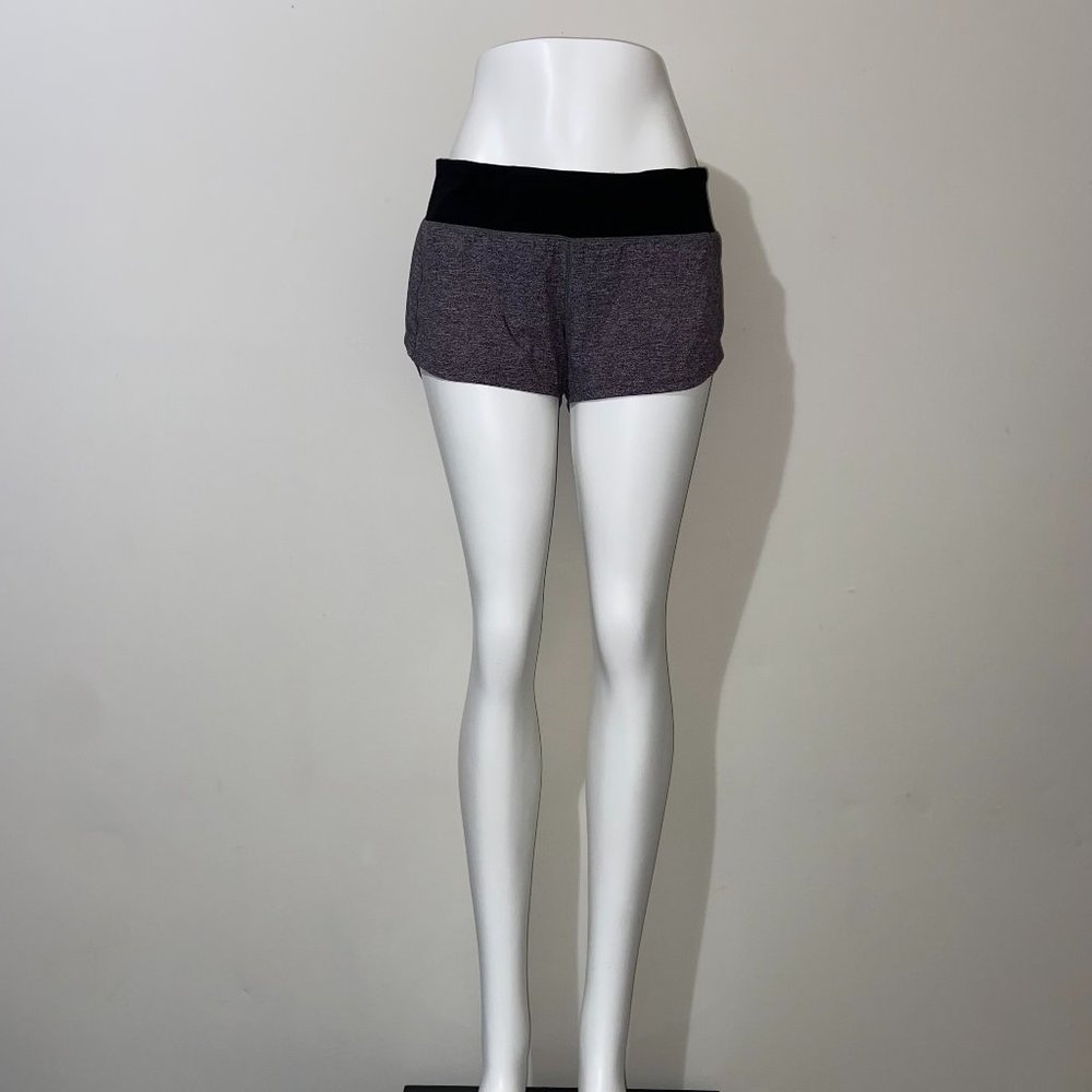 lululemon athletica Black Waistband Heathered Dark Gray Athletic Shorts